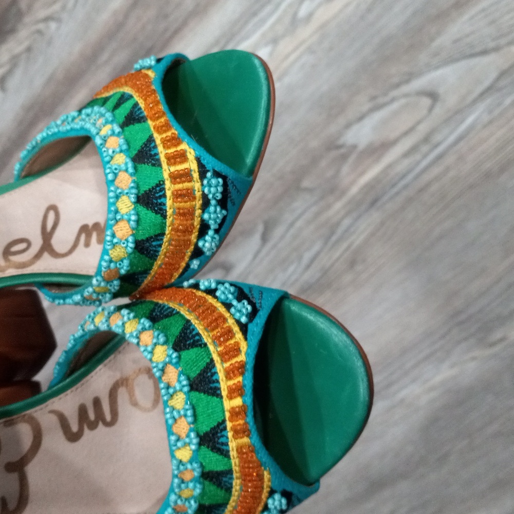 Sam Edelman Brown and Teal Heels - Picture 11 of 16